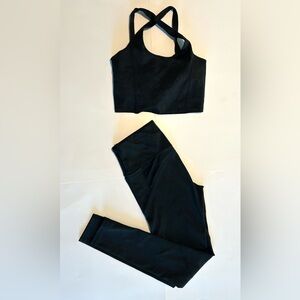 Black Cross-Back Sports Bra and High-Waist Leggings Set